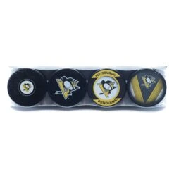 Pittsburgh Penguins Inglasco NHL Logo Hockey Puck (4 Pack)