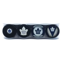 Toronto Maple Leafs Inglasco NHL Logo Hockey Puck (4 Pack)